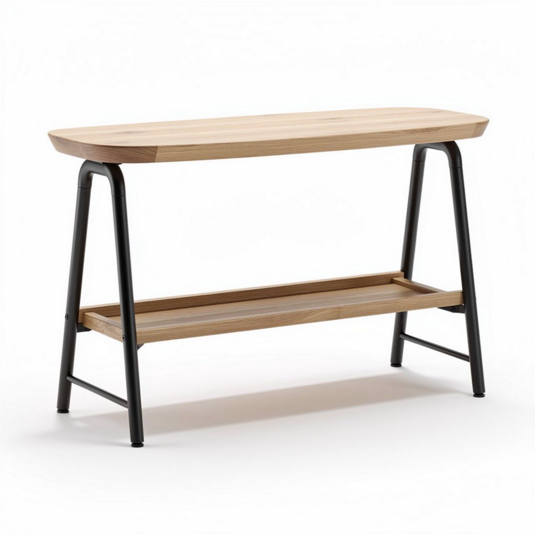 Mesa de console em madeira e metal 120 x 40 x 75cm para hall de entrada