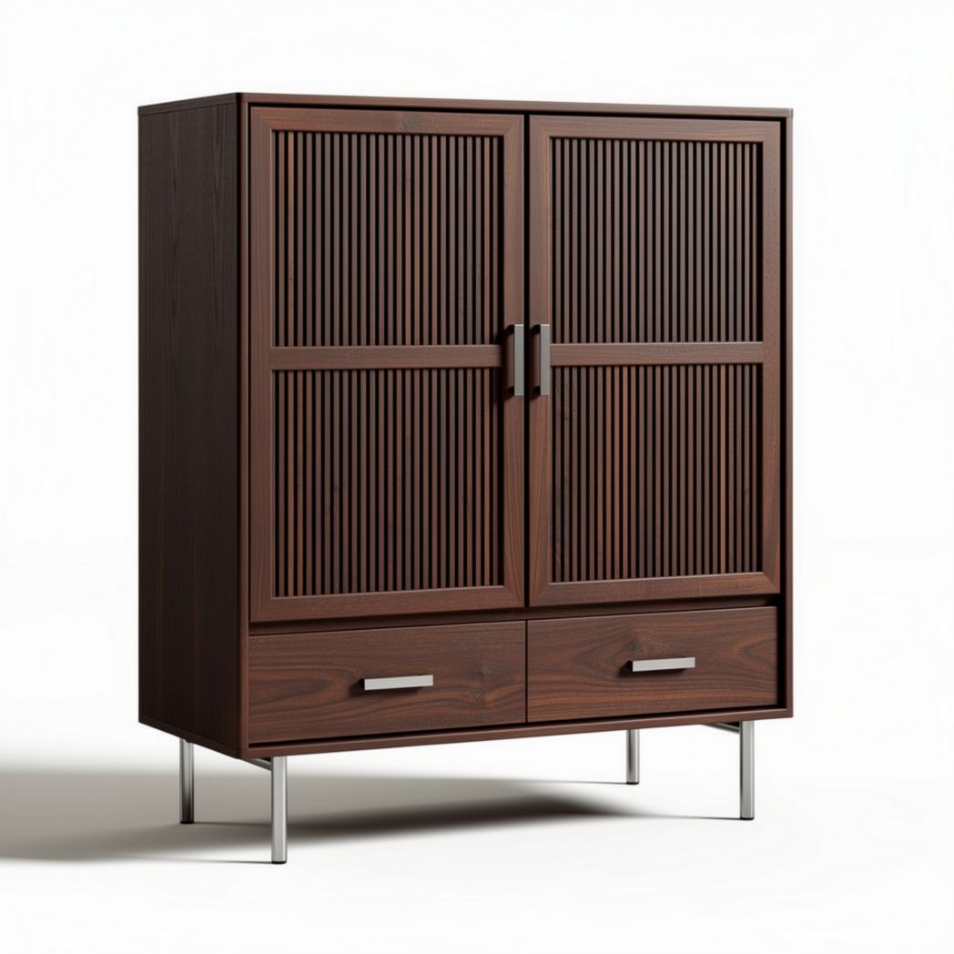 Armário de madeira com portas ripadas 80 x 40 x 120cm cor marrom