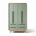 Guarda-roupa verde com estrutura em madeira de 150 x 70 x 200cm