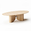 Mesa oval em madeira clara com base cylindrica 150 x 75 x 45cm